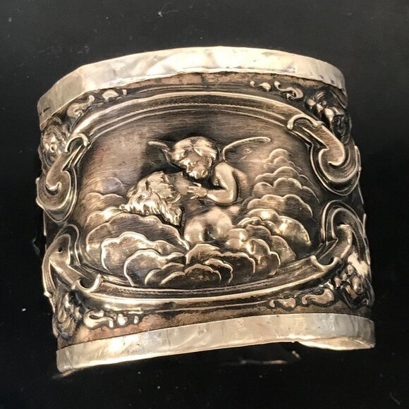 Cherub Spoon Ring Sterling Silver 925 Cuff Bracelet Unger Angel Loves Dream - Picture 1 of 7